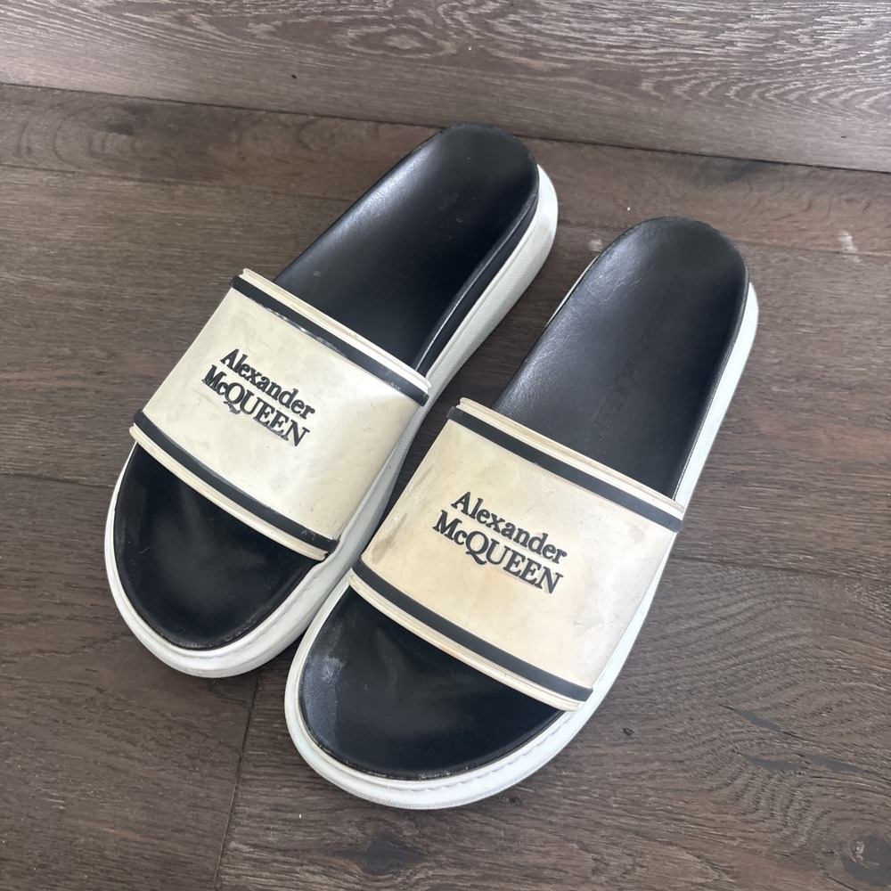 Alexander Mcqueen Men's Slides Black-And-White Size 10